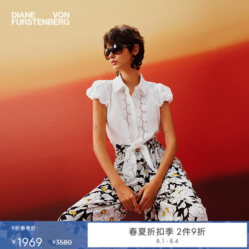 [博主同款]DVF2026春夏新款黑白比芭玫瑰薄款度假风长裤PL1U004