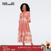 DVF度假V领散摆长款 海岛度假 花卉印花连衣裙DL1S010