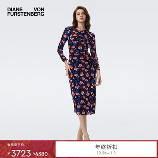 彩色浮动花朵图案长袖 DVF2025秋冬新款 连衣裙DL3T006 弹力网纱