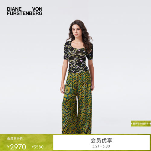 [新品首降 双面穿]DVF2026春夏新款弹力网纱上衣半裙套装KM4T002