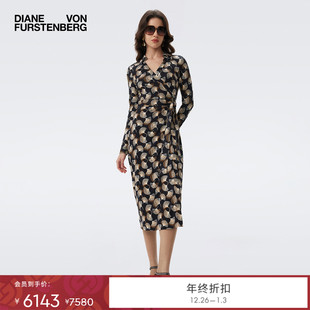 银杏叶叠影裹身裙DW3T009 DVF2025秋冬新款 100%真丝