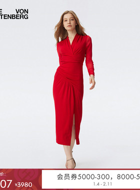 [小红裙]DVF纯色裹身宴会礼服年会连衣裙SERINA