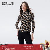 DVF2025秋冬新款 弹力网纱 弹力网纱银杏叶叠影上衣BL3T005