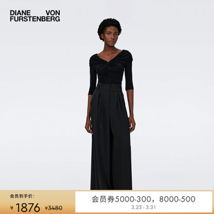 PL4R003 黑色宽松通勤长裤 DVF 阔腿裤