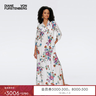 DVF度假V领长款 花卉印花连衣裙DL1S007