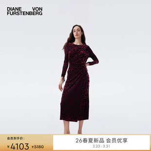 阿拉伯藤曼修身 DVF2026早春新款 连衣裙DL4T027 重工烧花丝绒