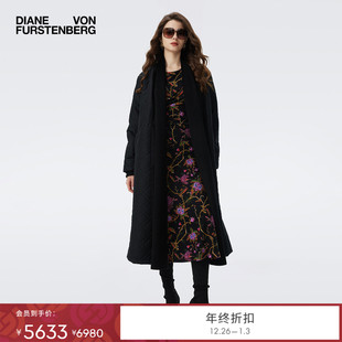 DVF2025秋冬新款 棉服QL3T001 曜石黑绗缝腰带开衫