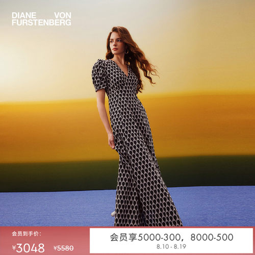 [博主同款]DVF2026春夏新款茶歇裙黑白蕾丝刺绣棉连衣裙DS1U017