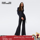 DVF金属午夜蓝V领微喇长袖 连体裤 PJ4S010