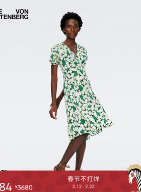 [海岛度假]DVF度假复古绉纱茶歇裙印花连衣裙DS1S001