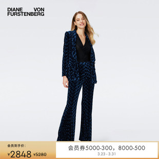 外套JS4R002 丝绒西装 DVF 女士青果领几何印花长袖