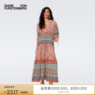 DVF伊比萨条纹魔法之眼度假拼接连衣裙DL2S014