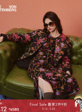 [天丝羊毛]DVF2025秋冬新款神秘花园天丝羊毛长袖连衣裙DL3T002