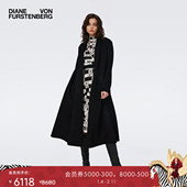 DVF秋冬曜石黑色羊毛大衣双面毛呢长款 双面毛呢 外套CL3S001