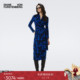 DVF2025秋冬蓝黑树纹天丝羊毛裹身裙DW3T001 WRAP 天丝羊毛 NEW