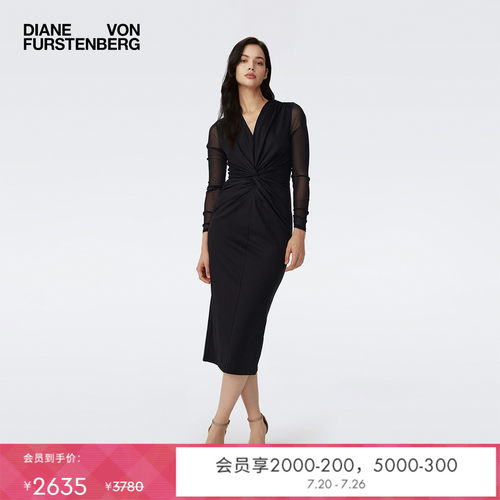 DVF经典曜石黑连衣裙小黑裙