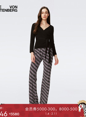 DVF黑色针织长袖裹身上衣WW4S001