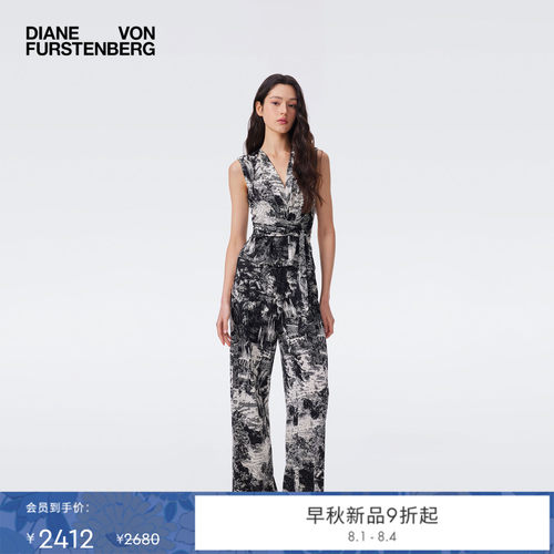 [摩登针织]DVF2026早秋新款黑白北非绿洲无袖围裹式上衣BS2U008