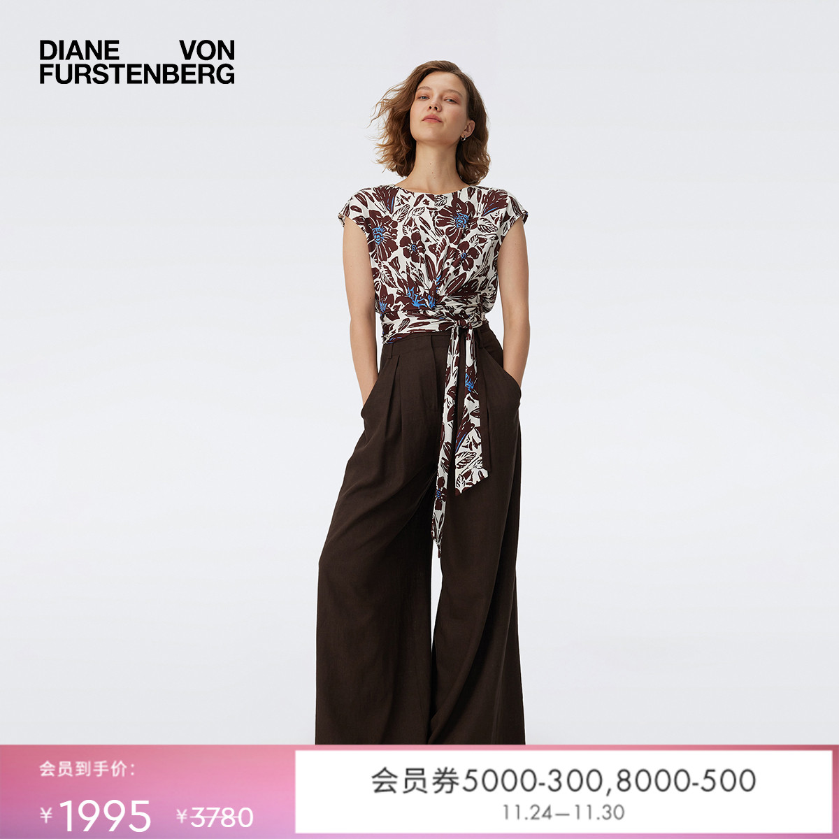DVF2025新款可可棕裤子