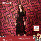 DVF2026早春新款 重工植绒网纱 锁爱红唇弹力网纱裹身裙DW4T007