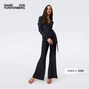 金屬午夜藍(lán)V領(lǐng)微喇連體褲 DVF2025春夏新款 PJ4S010