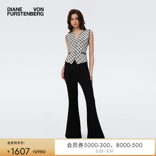 WS3S004 DVF几何图案三角下摆剪裁马甲外套针织衫 提花工艺