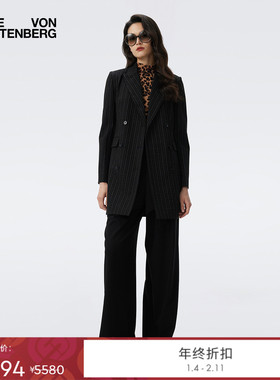 [庞特针织]DVF2025秋冬新款黑白条纹弹力针织西服JL3T001