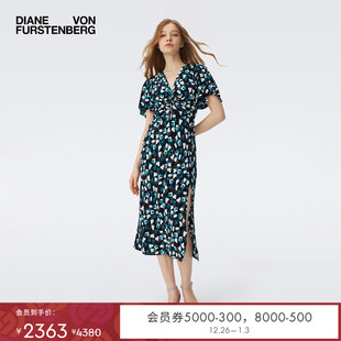 DVF2025新款 连衣裙DS4S024 度假茶歇裙扭结荷叶袖