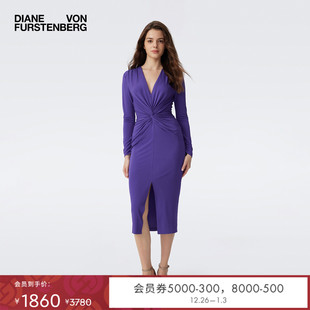 葡萄紫长袖 DVF2025新款 连衣裙DL1T013 博主同款