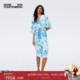 DVF蓝白夏花腰部挖剪中长款 海岛度假 度假连衣裙DL2S026