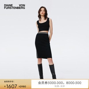 DVF侧开叉印花拼接针织立方体针织半裙KN3S003 提花工艺