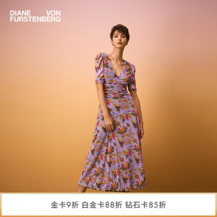 DVF2026春夏新款 茶歇裙双面印花弹力网纱连衣裙DS4T005 双面穿
