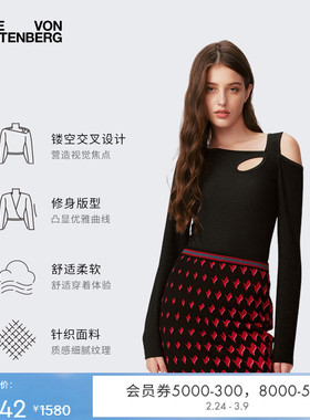 [金属弹力针织]DVF优雅修身金属黑弹力针织上衣BL4S002