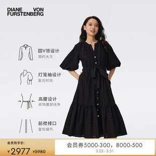 DVF灯笼袖 博主同款 曜石黑连衣裙DS1T004 小黑裙