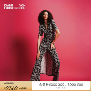 连衣裙DS2T030 式 DVF黑灰摩登几何图案V领短袖 衬衫