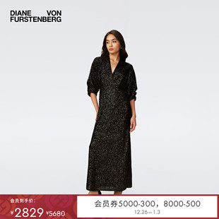 DVF2025新款 黑色亮片礼服晚会宴会连衣裙GL4S004