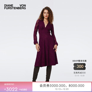 DVF安克拉红宴会礼服红裙蕾丝裙连衣裙DL3S050