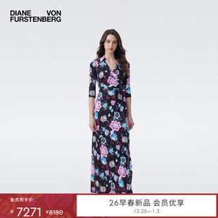 柳枝花卉针织桑蚕丝轻礼服裹身裙DW4T012 DVF2026新款 100%真丝