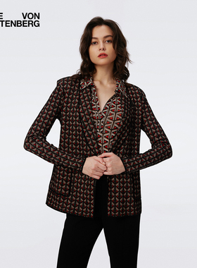 [提花工艺]DVF 提花针织西服几何条纹外套JN3S005