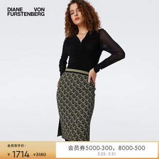 包臀裙几何图案针织提花半裙KN3S001 DVF 提花工艺