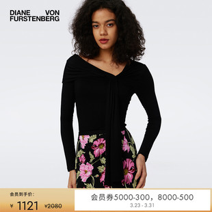 纯色针织衫 DVF飘带领黑色打底衫 WL3S011 博主同款