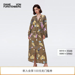 DVF轻礼服橄榄绿碎花裙节日花卉图案礼服长裙连衣裙GL2S001