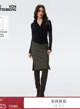 [提花工艺]DVF2025秋冬新款环扣锁链编织提花铅笔裙KN3T002