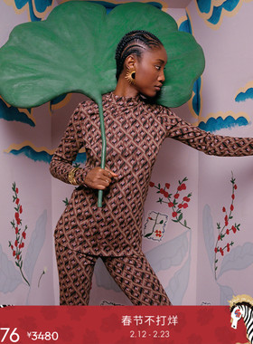 [提花工艺]DVF 半高领白色内搭纯色长袖针织上衣BL4R021