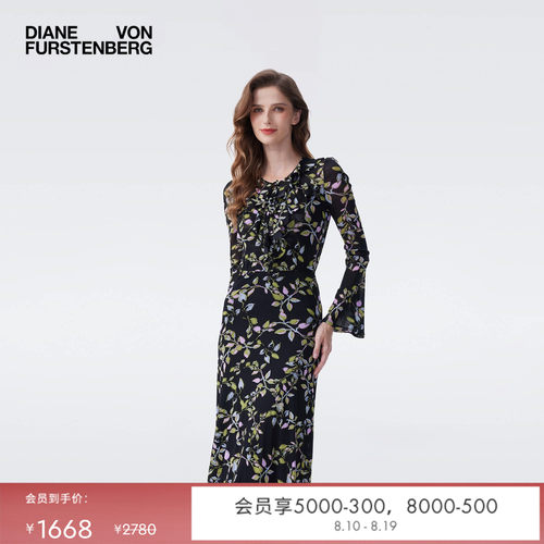 [弹力网纱]DVF2026春夏新款圆领粉绿以太藤蔓碎花上衣BL4T004