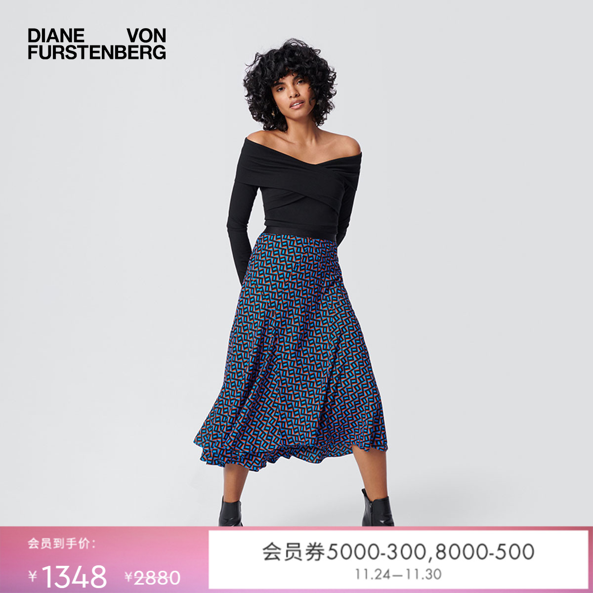 DVF经典黑一字肩打底衫上衣