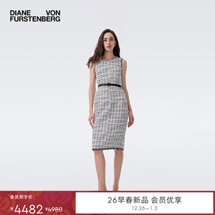 黑白亮片花呢修身 DVF2026早春新款 连衣裙DS4T006 重工亮片粗花呢