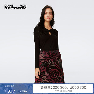 DVF经典金属黑纯色长袖上衣打底BL4S014