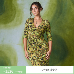 DVF黑黄蛇纹双面印花V领上衣BS1S004 蛇年系列 双面穿