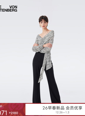 DVF2026早春新品金属黑色金属针织喇叭裤PL4T001